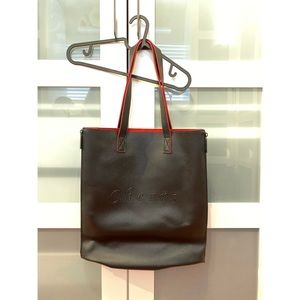 CRABTREE&EVELYN FAUX LEATHER BLACK TOTE  BAG
